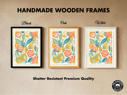 Abstract Folk Art Botanical Garden Pattern Print Pastel Terracotta & Sage Print