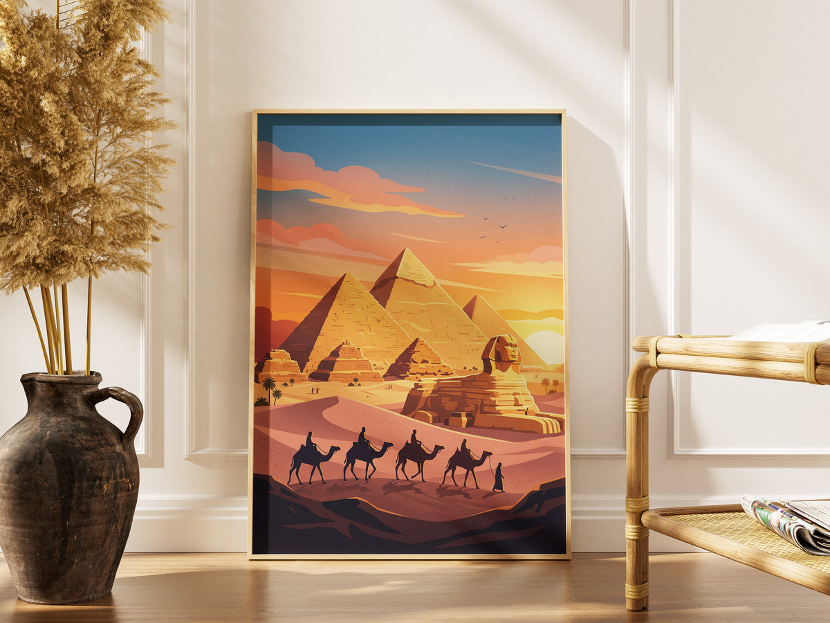 Cairo Egypt Pyramids of Giza Travel Poster