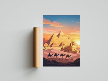 Cairo Egypt Pyramids of Giza Travel Poster