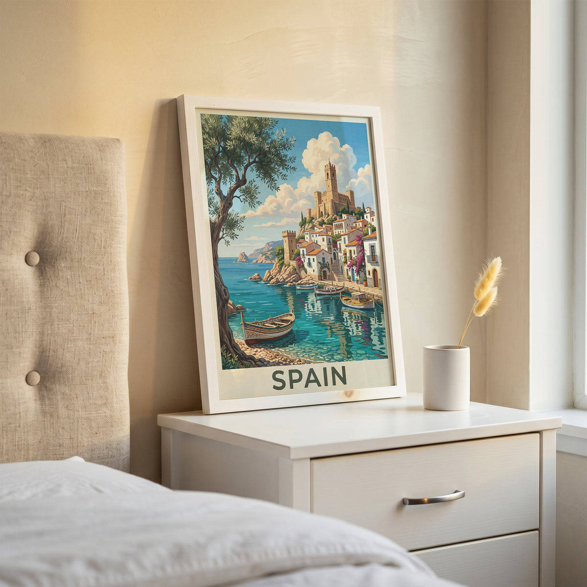 Spain Coastal Town Travel Poster