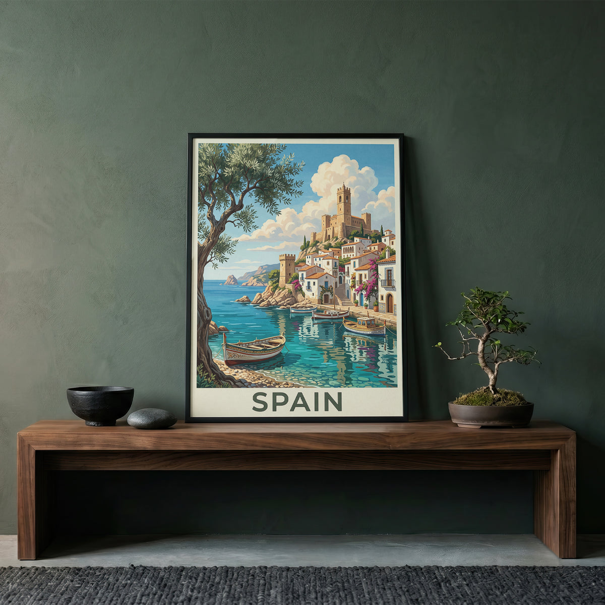 Spain Coastal Town Travel Poster