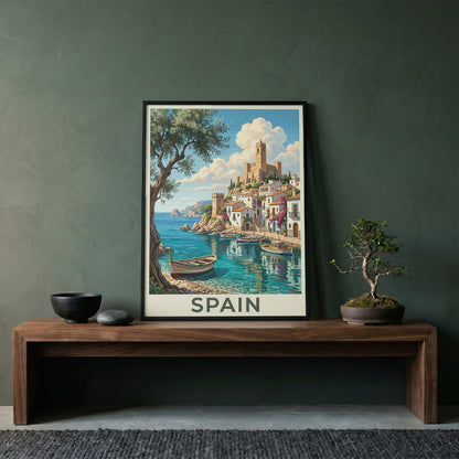 Spain Coastal Town Travel Poster