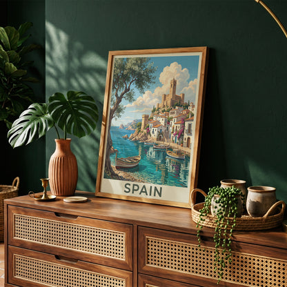 Spain Coastal Town Travel Poster