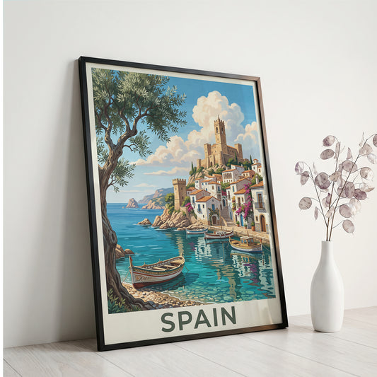 Spain Coastal Town Travel Poster