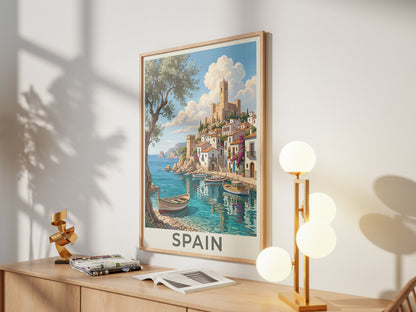 Spain Coastal Town Travel Poster