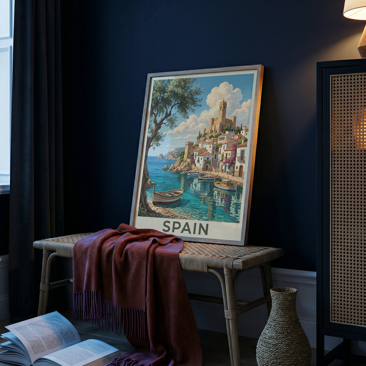 Spain Coastal Town Travel Poster