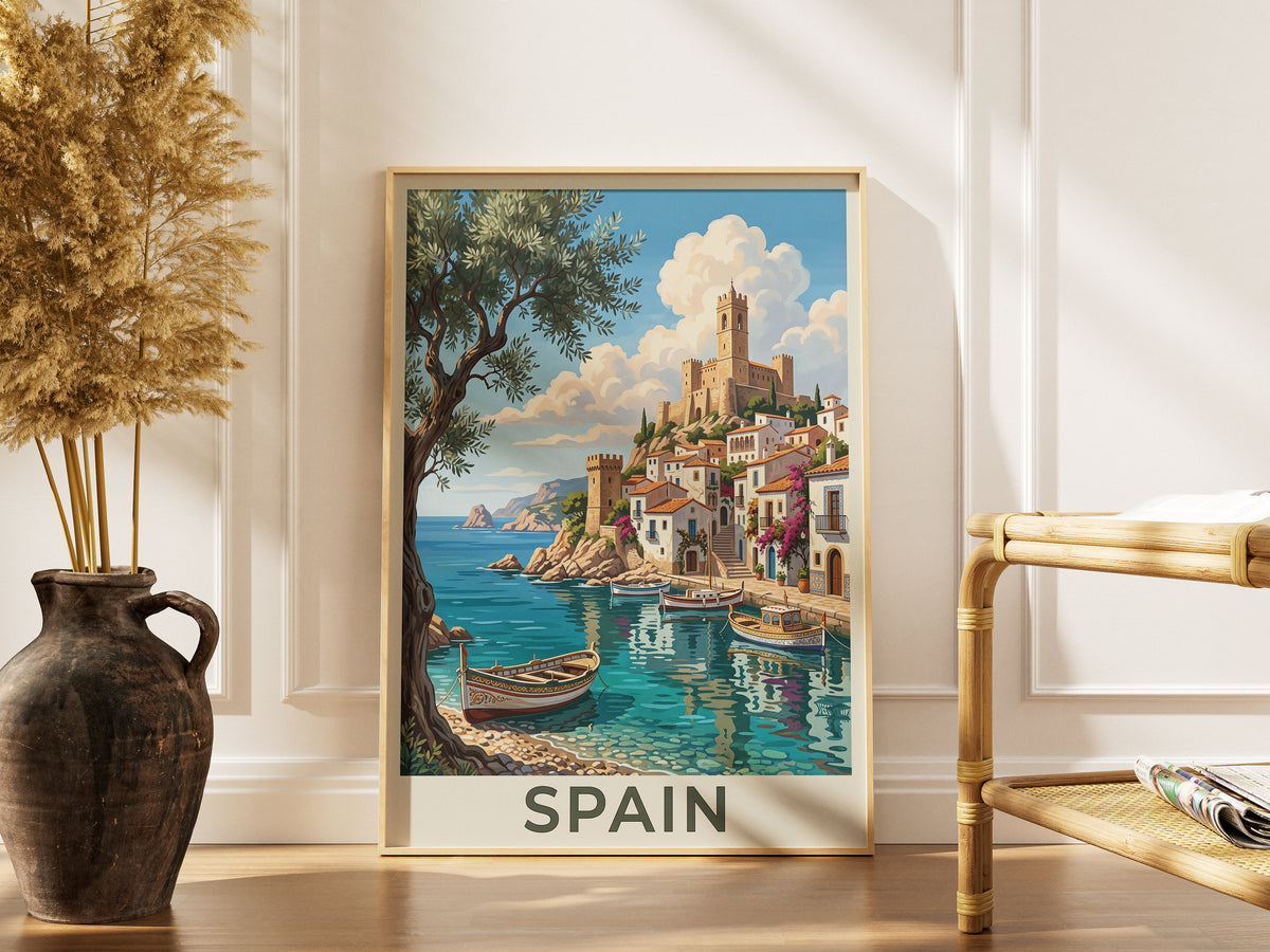 Spain Coastal Town Travel Poster