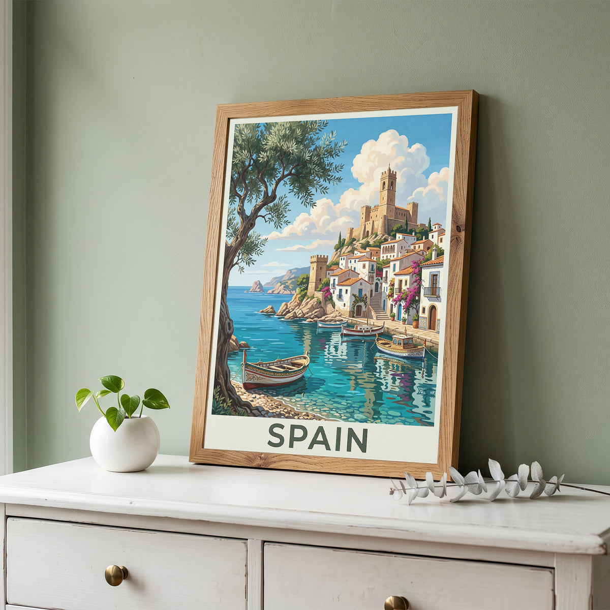 Spain Coastal Town Travel Poster