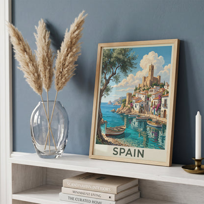 Spain Coastal Town Travel Poster