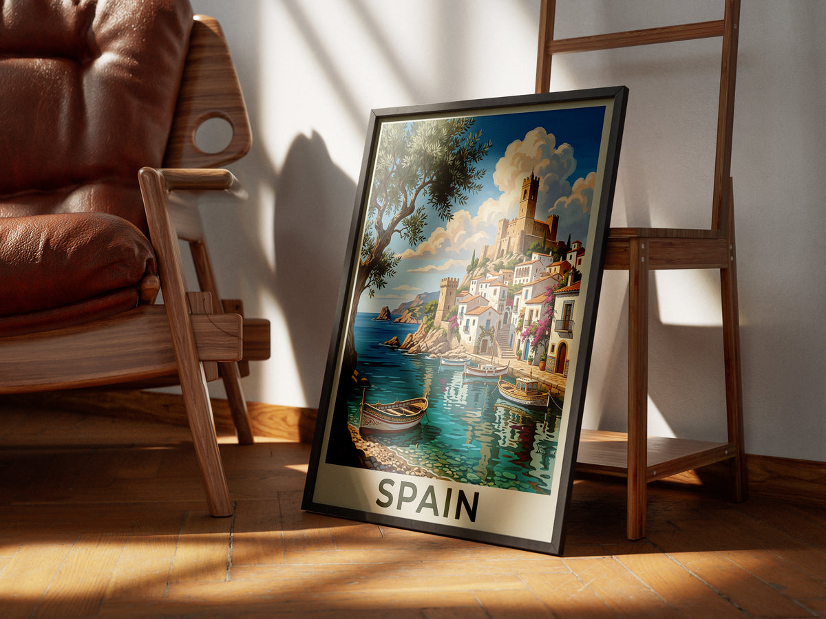 Spain Coastal Town Travel Poster