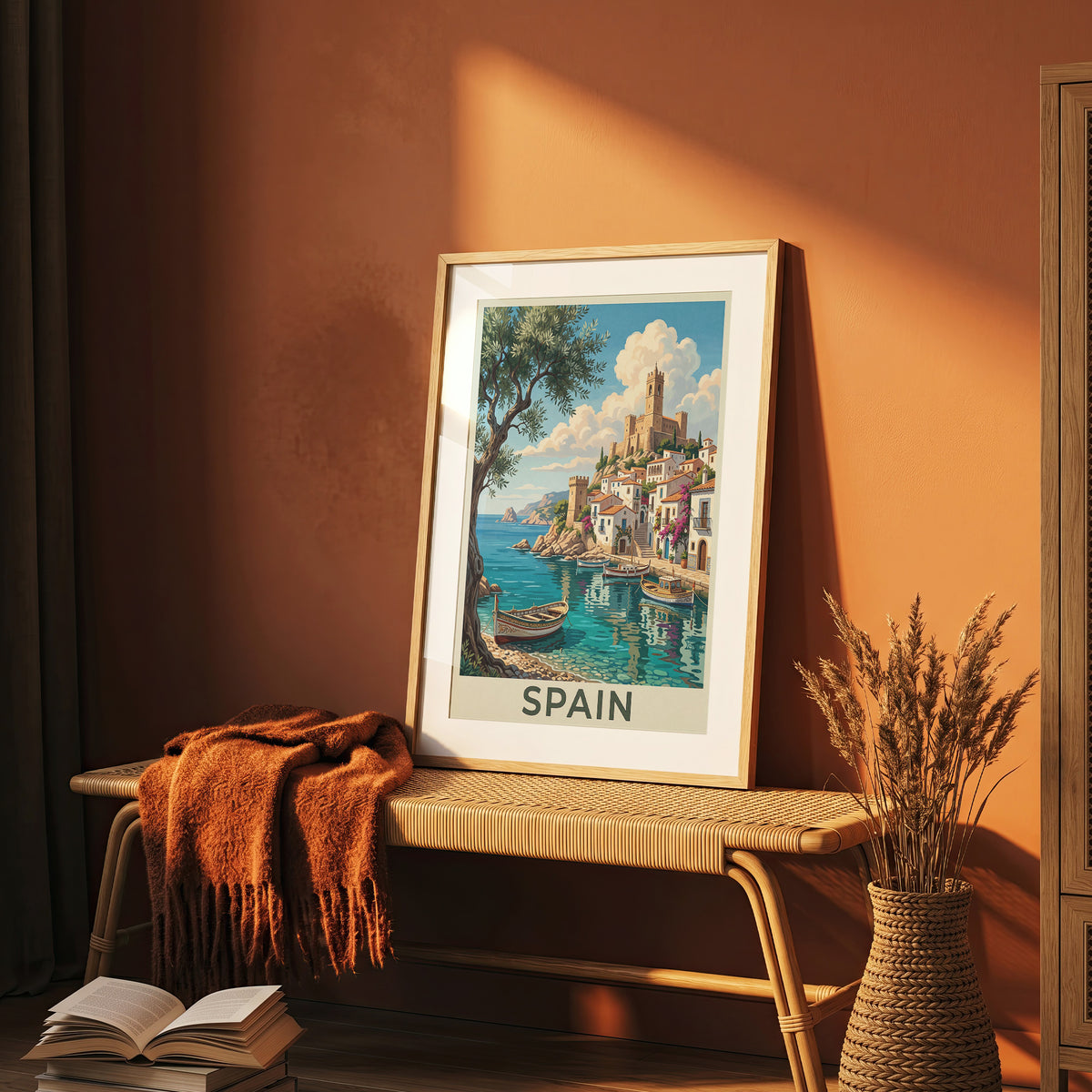 Spain Coastal Town Travel Poster