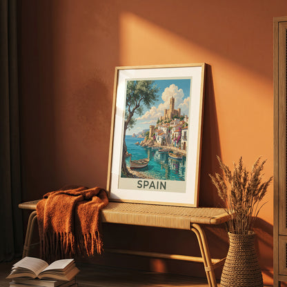 Spain Coastal Town Travel Poster