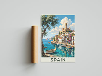 Spain Coastal Town Travel Poster