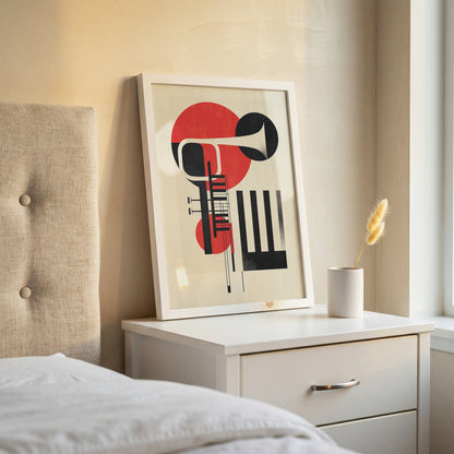 Jazz Geometric Trumpet & Piano Wall Art, Bauhaus Music Poster