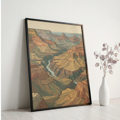 Southwestern Desert Canyon Panorama Wall Art Print Red Rock Sandstone Buttes
