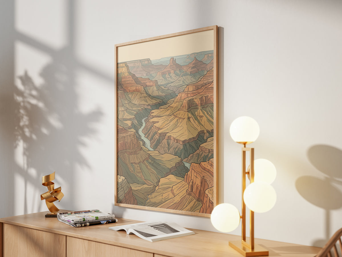 Southwestern Desert Canyon Panorama Wall Art Print Red Rock Sandstone Buttes