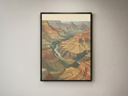 Southwestern Desert Canyon Panorama Wall Art Print Red Rock Sandstone Buttes