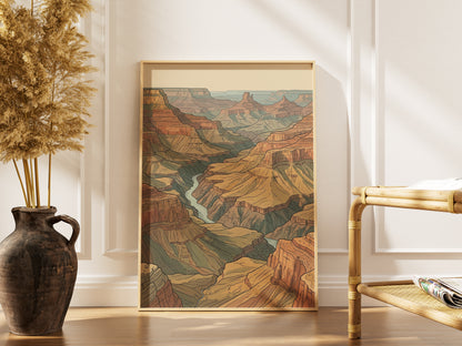 Southwestern Desert Canyon Panorama Wall Art Print Red Rock Sandstone Buttes