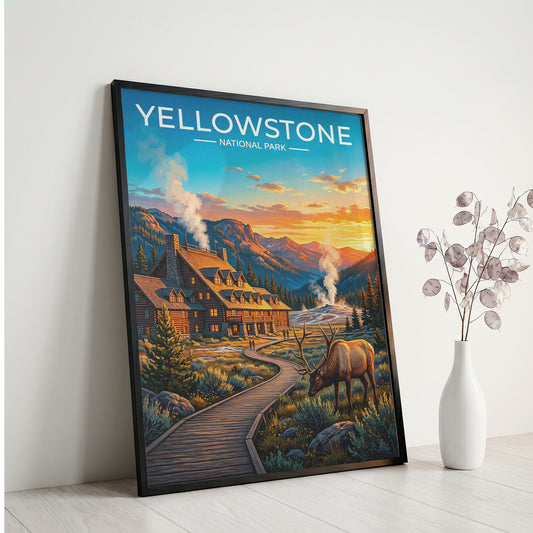 Yellowstone National Park Poster, Old Faithful Geyser