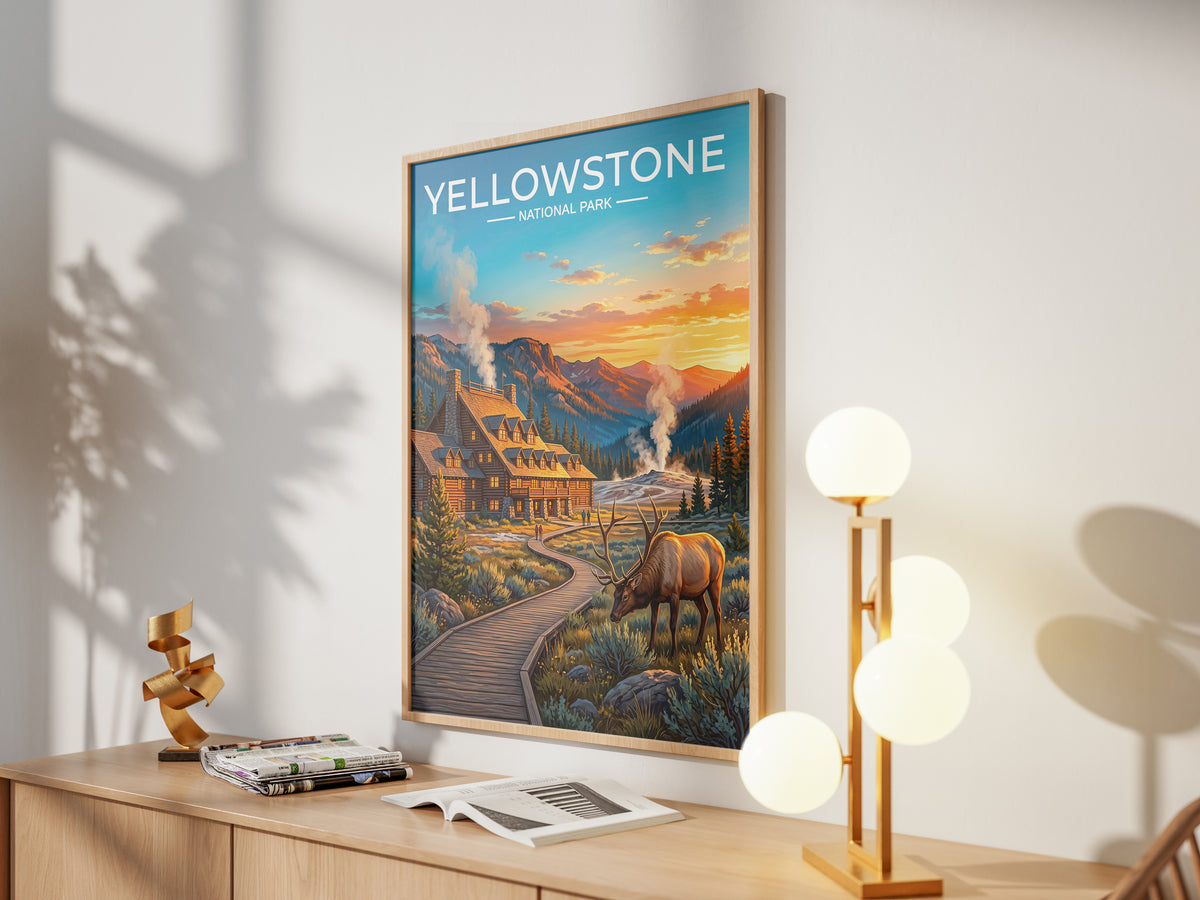 Yellowstone National Park Poster, Old Faithful Geyser