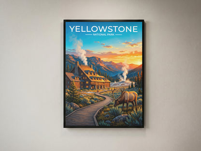 Yellowstone National Park Poster, Old Faithful Geyser