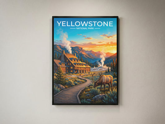 Yellowstone National Park Poster, Old Faithful Geyser