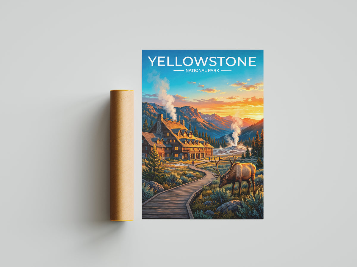 Yellowstone National Park Poster, Old Faithful Geyser