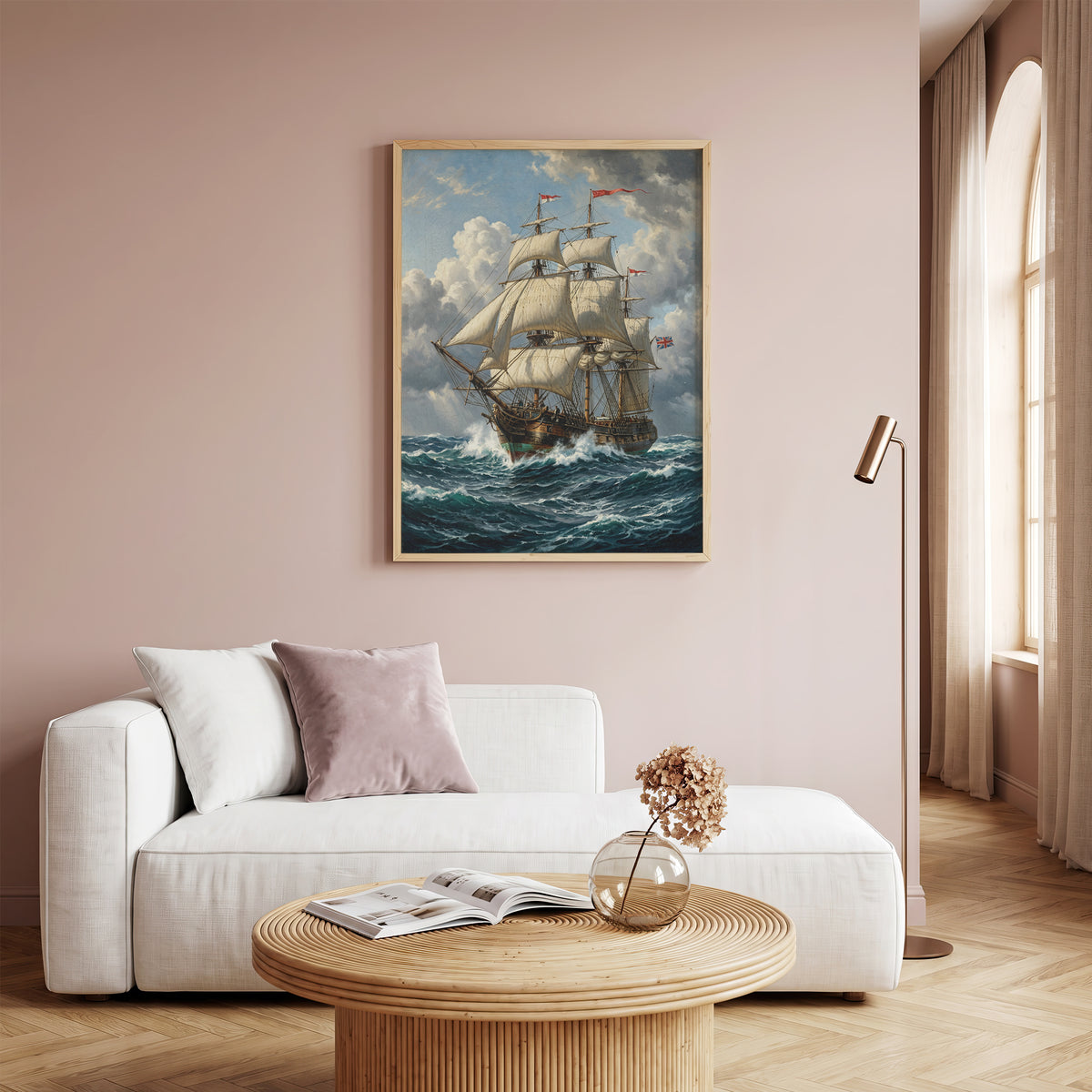 Vintage Sailing Ship Wall Art Print | Vintage Nautical Ocean Poster