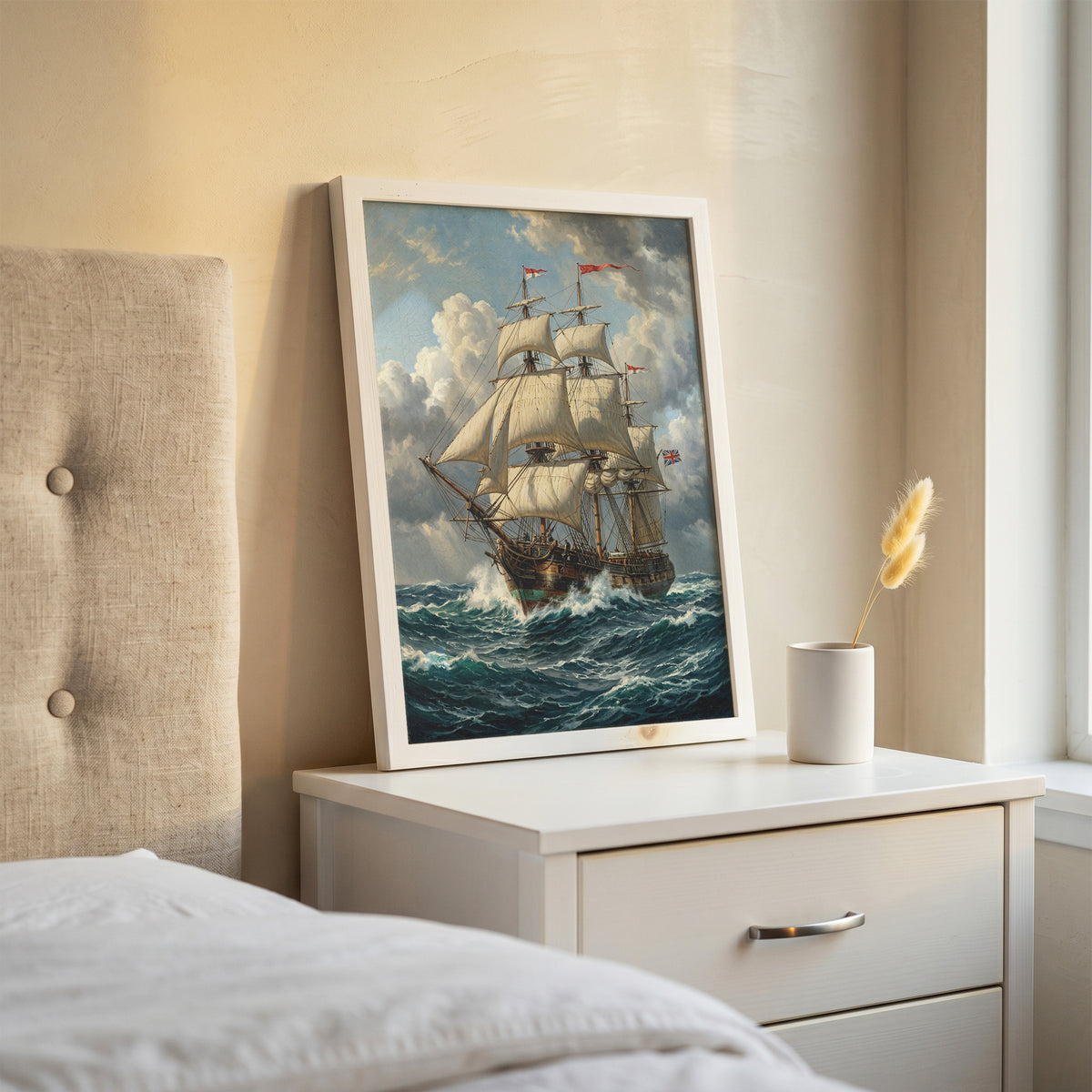 Vintage Sailing Ship Wall Art Print | Vintage Nautical Ocean Poster