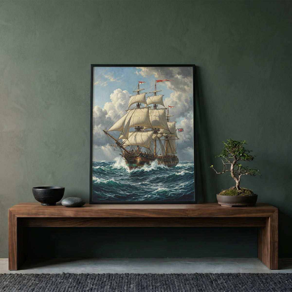 Vintage Sailing Ship Wall Art Print | Vintage Nautical Ocean Poster
