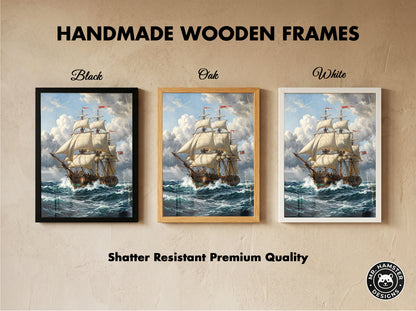 Vintage Sailing Ship Wall Art Print | Vintage Nautical Ocean Poster