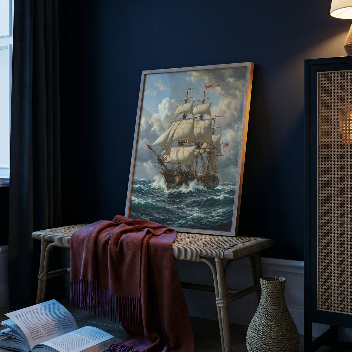 Vintage Sailing Ship Wall Art Print | Vintage Nautical Ocean Poster