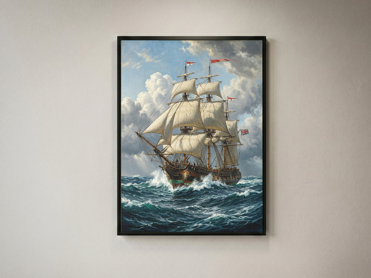Vintage Sailing Ship Wall Art Print | Vintage Nautical Ocean Poster
