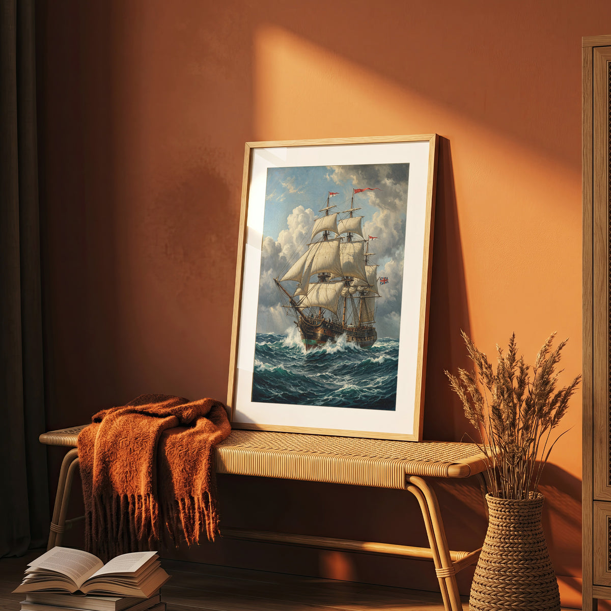 Vintage Sailing Ship Wall Art Print | Vintage Nautical Ocean Poster