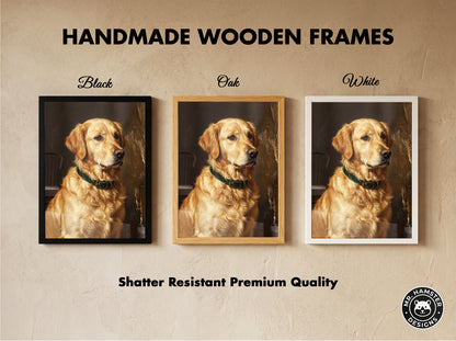 Golden Retriever Oil Painting Print Vintage Dog Portrait Wall Art Antique Print
