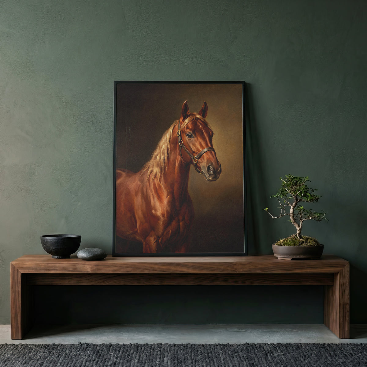 Chestnut Horse Oil Painting Print Vintage Equestrian Wall Art Antique Poster