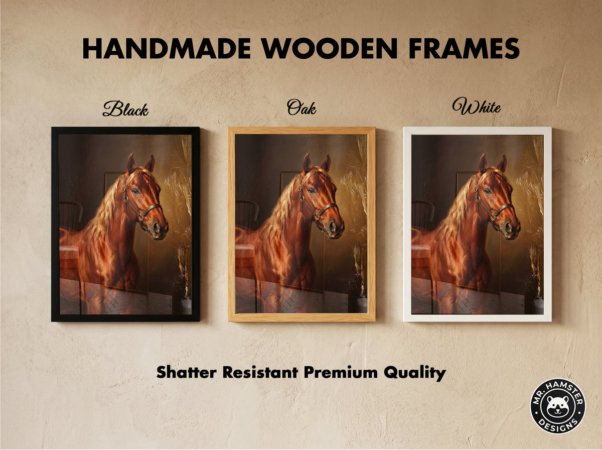 Chestnut Horse Oil Painting Print Vintage Equestrian Wall Art Antique Poster