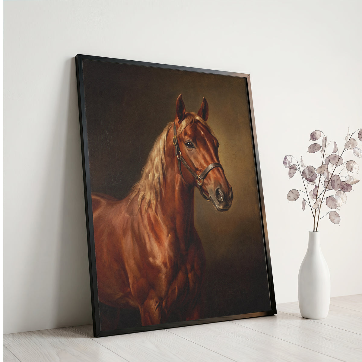 Chestnut Horse Oil Painting Print Vintage Equestrian Wall Art Antique Poster