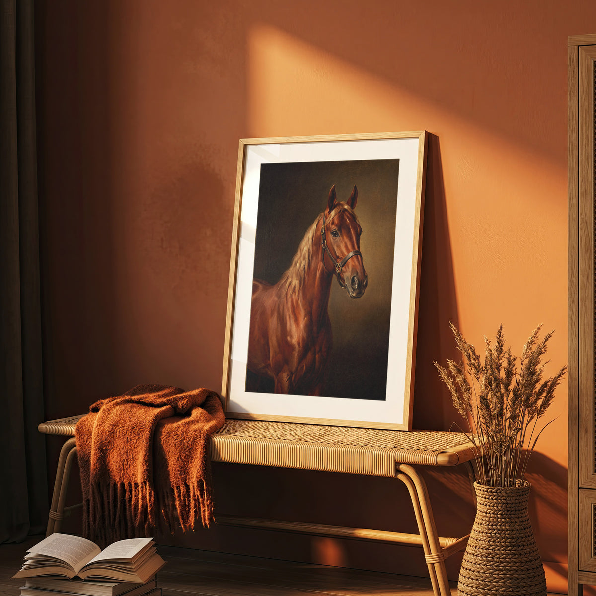 Chestnut Horse Oil Painting Print Vintage Equestrian Wall Art Antique Poster