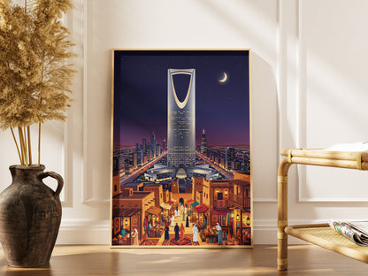 Riyadh Kingdom Tower Art Print - Modern Saudi Arabia Poster