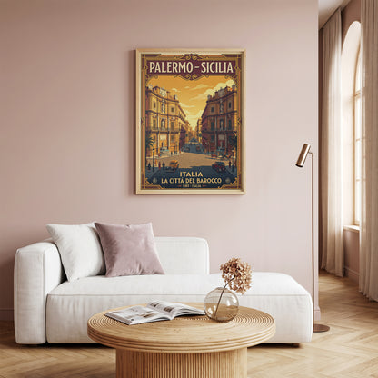 Vintage Palermo Travel Poster | Sicily Italy Retro Poster Print