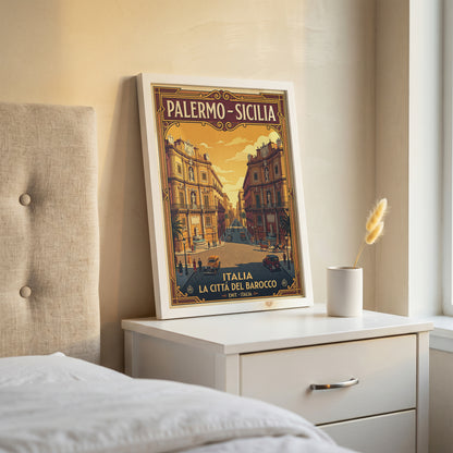 Vintage Palermo Travel Poster | Sicily Italy Retro Poster Print