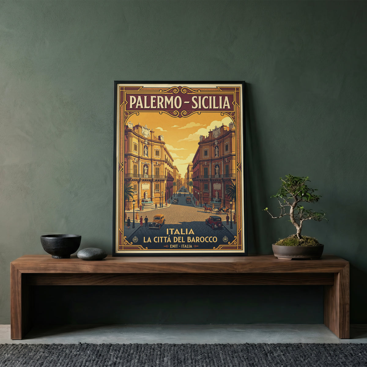 Vintage Palermo Travel Poster | Sicily Italy Retro Poster Print