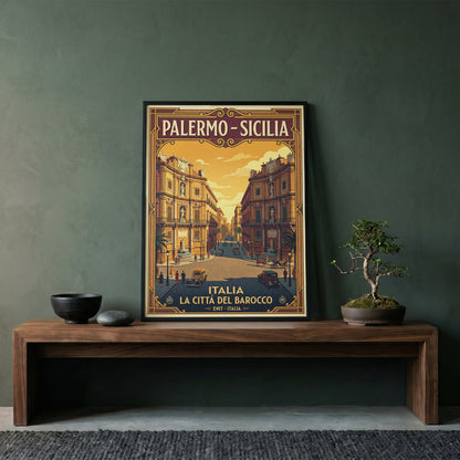 Vintage Palermo Travel Poster | Sicily Italy Retro Poster Print