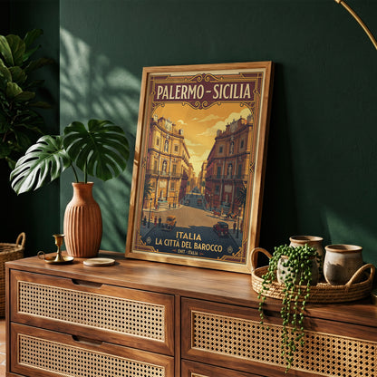 Vintage Palermo Travel Poster | Sicily Italy Retro Poster Print