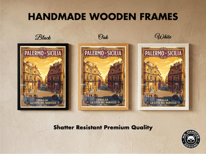 Vintage Palermo Travel Poster | Sicily Italy Retro Poster Print