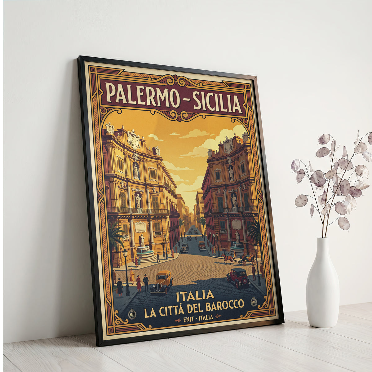 Vintage Palermo Travel Poster | Sicily Italy Retro Poster Print