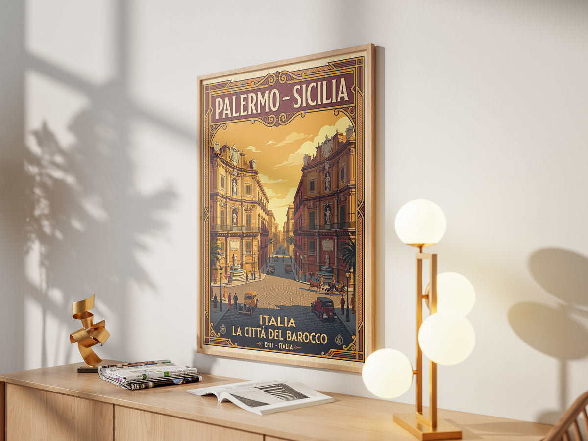 Vintage Palermo Travel Poster | Sicily Italy Retro Poster Print