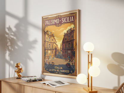 Vintage Palermo Travel Poster | Sicily Italy Retro Poster Print