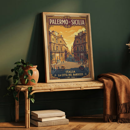 Vintage Palermo Travel Poster | Sicily Italy Retro Poster Print